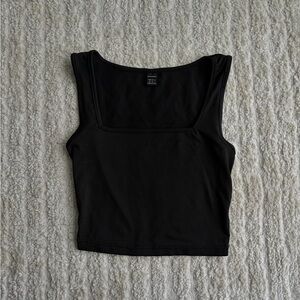 Black Square Neck Crop Top